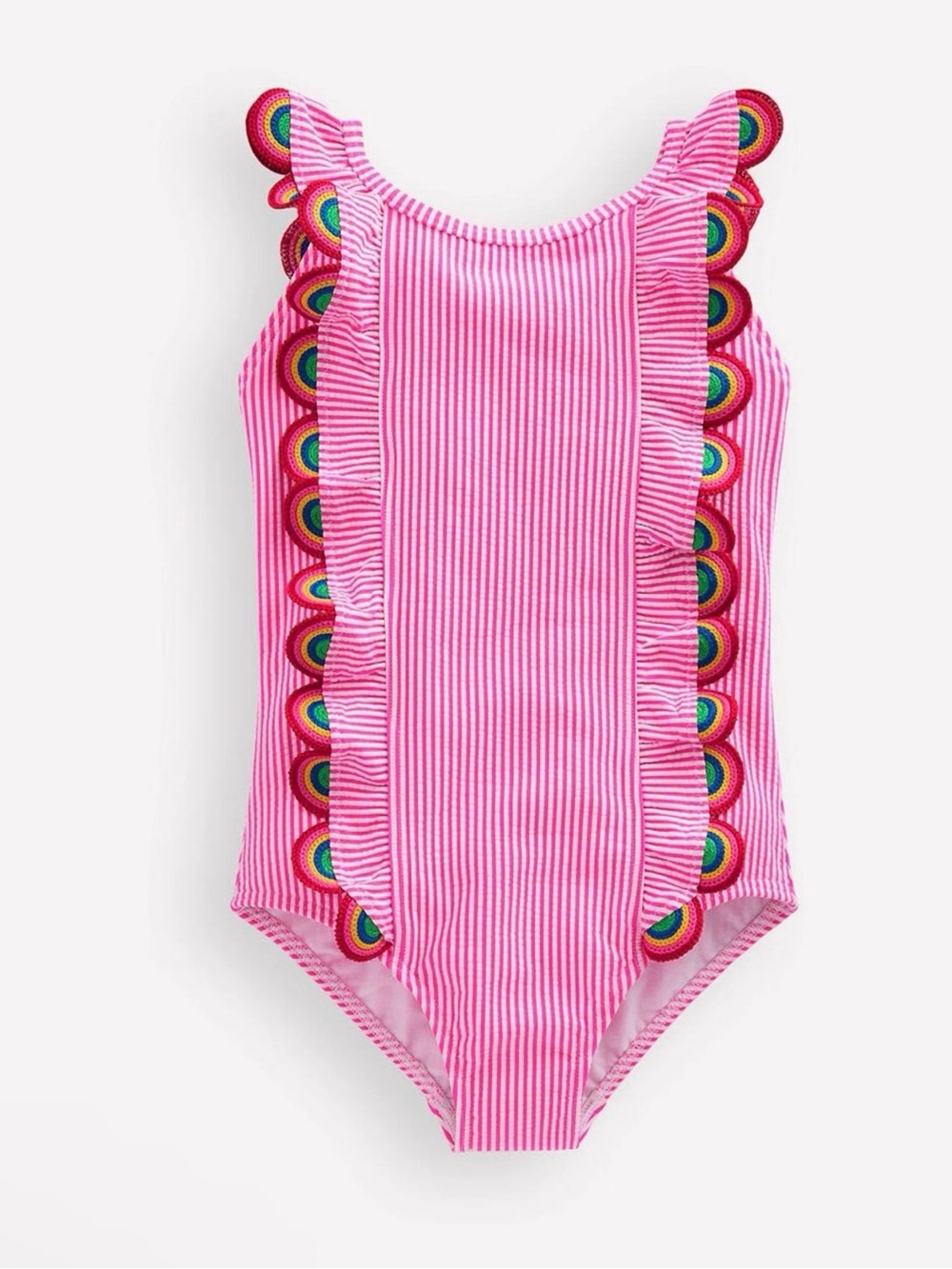 Mini Boden pink flutter girls one piece bathing suit size 8/9Y